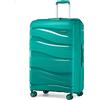KONO Valigia Media Rigida da 65cm Trolley Medio Leggero Polipropilene Valigie con TSA Lucchetto e 4 Ruote (Verde)