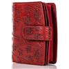Matador Marca Portafoglio Donna Pelle #VALENZA con Nobile Scatola Regalo, Lusso Portafoglio Pelle con protezione RFID, Portafoglio Grande Donna con Molti Scomparti per Carte, Fiori Rosso