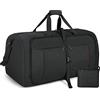 NUBILY Borsone da Viaggio Pieghevole Borsone Palestra Uomo 65L Grande Impermeabile Borsa da Viaggio Borsa Sportiva Donna con Scomparto per Scarpe Nero