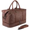 seyfocnia Borsone da Viaggio per la Notte in Tela di Pelle Oversize, Grande Borsa da Viaggio per Uomini o Donne, A1-Marrone, Classico