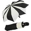 Pierre Cardin Ombrello da tasca da donna con apertura/chiusura automatica, motivo girasole, nero-bianco, 101 cm, Ombrello pieghevole con apertura automatica