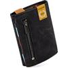 GUGGIARI® Portafoglio Uomo in Pelle di Qualità - Morbido Portafoglio Slim con Porta Carte di Credito, Portamonete e Contanti - Compatto Porta Carte Credito Uomo con Protezione RFID(Black-Multi)