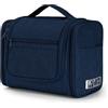 WANDF Grande borsa da toilette appendere, borsa da viaggio per cosmetici trousse viaggio accessori resistente all'acqua per uomo donne(Blu Denim)