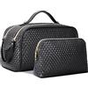 NUBILY Beauty Case da Viaggio Donna 2 Pezzi Trousse Trucchi Grande Borsa da Toilette Impermeabile Trousse da Viaggio Borsa Cosmetica per Donne Nero