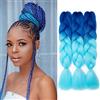 Gairyan Extension per Treccine Africane Extension Capelli Finti per Treccine Afro 60cm Ombre Kanekalon Treccia Capelli Sintetici Crochet Twist Jumbo Braids 3 Pezzi (Zaffiro-Blu Cielo)