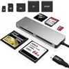 Yeemie Lettore di schede CFast, adattatore di schede di memoria USB 3.0 USB C CFast 2.0/CF/SD/TF/XD, lettura di 5 schede contemporaneamente ad alta velocità in alluminio, supporto per Windows/Linux/MAC OS