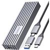 ORICO Case SSD M.2 NVMe Adattatore a 10Gbps USB3.2 Gen2 USB-C PCIe per NVMe M-Key/M+B Key SSD 2230/2242/2260/2280, Upgrade M2 ​​SSD Enclosure in Alluminio (Gilet di Raffreddamento, UASP, 4 TB)-M232GY