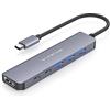 LENTION Hub USB C HDMI 4K, PD 100W, Adattatore USB C USB 3.0 (Tipo-A & Tipo-C), Docking Station per MacBook Pro Air 2024-2016, iPad Pro Air, iPhone 16/15 Plus Pro Max, Surface Pro (CE35s, Grigio)