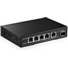 YuLinca Switch di rete 2,5G a 5 porte con SFP 10G, 5 porte 2,5GBASE-T, compatibile con dispositivi 10/100/1000Mbps, switch Ethernet Plug&Play non gestito senza ventola
