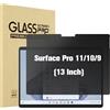 ProCase Pellicola Privacy per Microsoft Surface Pro 11/10/9 13 Pollici, Vetro Temperato per Surface Pro 11/10/9, Durezza 9H, Anti Graffio, Anti Spia -1 Pezzi