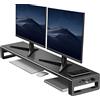 VAYDEER Supporto Monitor per Doppio PC con 4 Porte USB, Supporto per Schermo in Alluminio per 2 Monitor, Supporto Monitor in Metallo Fino a 32per PC, Laptop - Nero