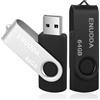 ENUODA 2 Pezzi Chiavetta USB 64GB Pen Drive Metallo USB 2.0 Memoria Stick con Indicatore LED(Argento Nero)