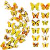 LEEWYOU 24 Pcs Adesivo da Parete Farfalla, 3D Farfalle Decorative, 3D con Adesivo da Parete Farfalla Magnetico, Adesivo Farfalla Staccabile Ottimo per Decorazioni (Giallo)