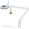 Lumeno LED lampada d'ingrandimento 7215GR con lente in vero vetro da 127 mm, lampada da lavoro e cosmetica, per estetista, hobbisti, ausilio alla lettura, 5 diottrie grigio