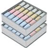 Joyoldelf Organizer cassetti, 2 pezzi Divisori per Cassetti, 24 Scompartimenti, Organizer Armadio per Biancheria Intima Calze, Fazzoletti e Cravatte (Grigio chiaro)