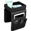 SITHON Organizer per Bracciolo Divano con Vassoio Rimovibile, [Antiscivolo] Porta Caddy Supporto per Sedia con 5 Tasche, per Telecomando, Telefono, Riviste, Chiavi, Occhiali, (Nero)