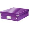 Leitz Click & Store WOW Scatola Organizer Media, per Archivio e Organizzazione di Cavi e Cancelleria, Adatta a Casa e Ufficio, Viola, 60580062