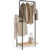 Newlux-Appendiabiti da Terra Resistente Fino a 18kg Hangy Wood 100 con Scarpiera. Attaccapanni da Terra Metallico con Binario Laterale | Grande Stabilità | Facile Montaggio | 62x42x150cm | Nero