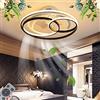 GHY Ventilatore Da Soffitto LED Con Lampada Moderno Anello Spirale Tipo Dimmerabile Fan Plafoniera Velocità Del Vento Regolabile Soggiorno Camere Ufficio Lampadario Ventaglio Illuminazione,Black 53cm/50w