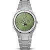 Valuchi Moda Lusso Uomo Lunar Calendar Impermeabile Acciaio inossidabile Moonphase Vetro Zaffiro Giapponese Quarzo Analogico Casual Watch con Data (Verde Argento)