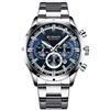 CURREN Orologio sportivo da uomo, al quarzo, cronografo, con lancette luminose, alla moda, in acciaio inox, datario (argento blu), Cronografo, movimento al quarzo