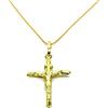 PEGASO GIOIELLI - Collana Oro Giallo 18kt (750) Catenina Veneta Croce con Cristo Smussata Donna Ragazza Bambini