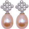 JYX Pearl JYX - Orecchini pendenti in argento Sterling con perle d'acqua dolce, 9-11,5 mm, ovali da donna e Argento, colore: rosa, cod. FES345