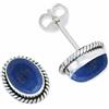 mantraroma orecchini a bottone in argento 925 con pietra blu lapislazzuli, orecchini in vero argento sterling da donna, regalo