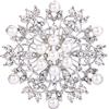 EVER FAITH Spilla Gioiello, Cristallo Crema Perla simulata Inverno Fiocco di Neve Fiore Trasparente Argento-Fondo