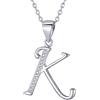 Morella Collana donna argento con ciondolo lettera K argento 925 rodinato con zirconi bianchi 45 cm