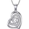 Morella Collana Donna a Forma di Cuore Lettera G con zirconi Bianchi 46 cm Argento 925 rodiato