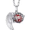 Morella Catenina Donna Angelo Custode in Acciaio Inox 70 cm con Ciondolo ad Ali di Angelo e Sfera Rossa Ø 16 mm in Sacchetto di Velluto