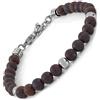 10:10 Bracciale con pietre naturali diaspro rosso frost da 6 mm, beads in acciaio inox, bracciale molto resistente prodotto in Italia…