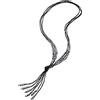 COOLSTEELANDBEYOND Boemo Chic Collana Lariat Statement Collana Frangia Nappa Pendente Nero Argento Cristallo Perle Tre Filoni Lunga Catena