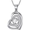 Morella Collana Donna a Forma di Cuore Lettera P con zirconi Bianchi 46 cm Argento 925 rodiato