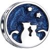 GLOWDAS Coppia Gatto Charms Sotto Cielo Notturno Stellato, Fit Pandora San Valentino Bracciale, 925 Argento Sterling Blu Smalto Amante Cat gattino Ti Amo alla Luna e indietro perline, Regalo per Moglie/Sposa