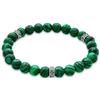 Kuzzoi Buddha Bracciale da uomo con perle in malachite verde e perline in argento Sterling 925, braccialetto yoga, lunghezza 21 cm, elastico, colore: verde, cod. 0210240919_21