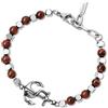 GAVU Bracciale di Perline da Uomo con Pietra Naturale Occhio di Tigre Rosso e Pepite Quadrate di Acciaio Inossidabile e Charm Ancora