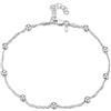 Amberta Cavigliera da Donna in Argento Sterling 925 | Gioielli Estivi da Donna | Cavigliera Perline Cuore a Strati Regolabile: Catena Singapore con Perline