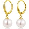 Miaofu Orecchini Perle Oro Donna Orecchini Pendenti Con Perle Orecchini A Cerchio Sterling S925 Argento Sterling Perla Argento