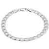 Aka Gioielli® - Bracciale in Argento Sterling 925 Rodiato Catena 7mm Grumetta Piatta per Uomo Donna - lunga 20,3 cm