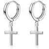VONALA Orecchini a cerchio in argento Sterling 925 con pendente a croce, piccoli orecchini a cerchio per donne e ragazze, 13 mm, 13 millimeters, Argento sterling
