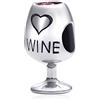 GLOWDAS Bicchiere di vino Charms fit Pandora San Valentino Bracciale, 925 Sterling Silver Bottiglia di vino Perline con rosso CZ, Cocktail Calice Charm, regali di compleanno per matrimonio/nonna/moglie/coppia