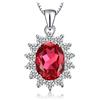 JewelryPalace 3.2ct Collana Donna Kate Middleton Argento 925 con Creato Rubino Rosso, Princess Diana William Collana Ciondolo Pietra Ovale con Catena 45cm, Collane Pendenti Set Gioielli Donna