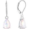 YL Donna Orecchini Pendenti Pera Argento 925 con Bianco Opale Orecchini