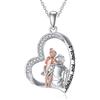 enjoylifecreative Collana figlia da papà mamma argento padre figlia regali, gioielli con ciondolo cuore amore per figlia
