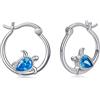 Midir&Etain orecchini tartaruga 925 argento sterling ipoallergenico simpatico animale orecchini a cerchio estate gioielli da spiaggia tartaruga marina regali per bambini ragazze adolescenti donne