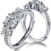 Atylyk 2 carati Moissanite Trilogy Anelli per le donne Anelli di fidanzamento regolabili 925 Sterling Silver Anello di Promessa Regalo per Lady...