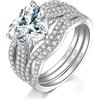 JewelryPalace 3ct Classici Anelli Argento 925 Con Cubic Zirconia, Solitario Anello di Promessa Cuore Donna, Diamante Simulato Fedine Fidanzamento Matrimonio Set Gioielli