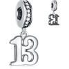 GLOWDAS 10 a 25 28 30 31 33 35 36 40 45 50 55 60 65 70 75 80 Charms Compleanno, fits Bracciale Anniversario Europeo/Collana, 925 Argento Sterling Numero Ciondolo Perline, Regali per Amante/Famiglia/Amici